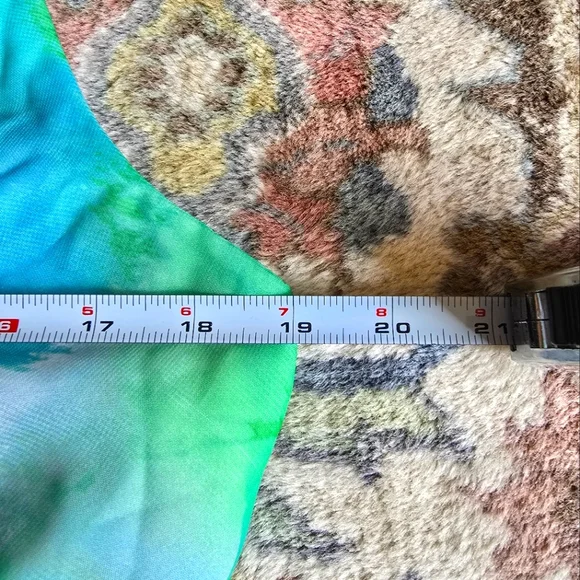 NWT Bebe Blue And Green Floral Chiffon Halter Dress Women's 14 - Picture 7 of 8